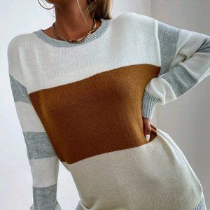 Drop Shoulder Striped pattern Color block Sweater (Sold out on SHEIN)